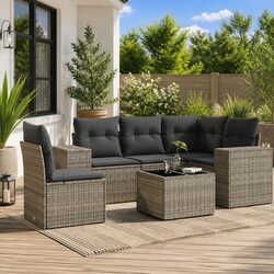 6 Piece Garden Sofa Set with Easy Maintenance Cushions