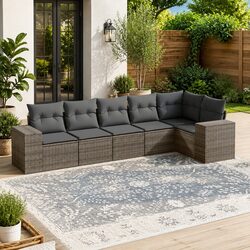 Garden Sofa Set 6 Piece Outdoor Furniture Patio Lounge Grey Modular Rattan