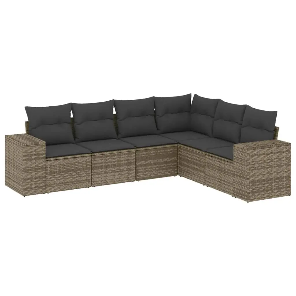 Garden Sofa Set 6 Piece Outdoor Furniture Patio Sectional Grey Poly Rattan