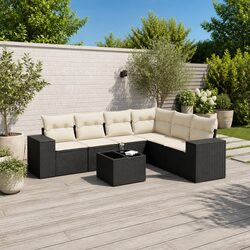 Comfortable 7-Piece Modular Garden Sofa Set in Black