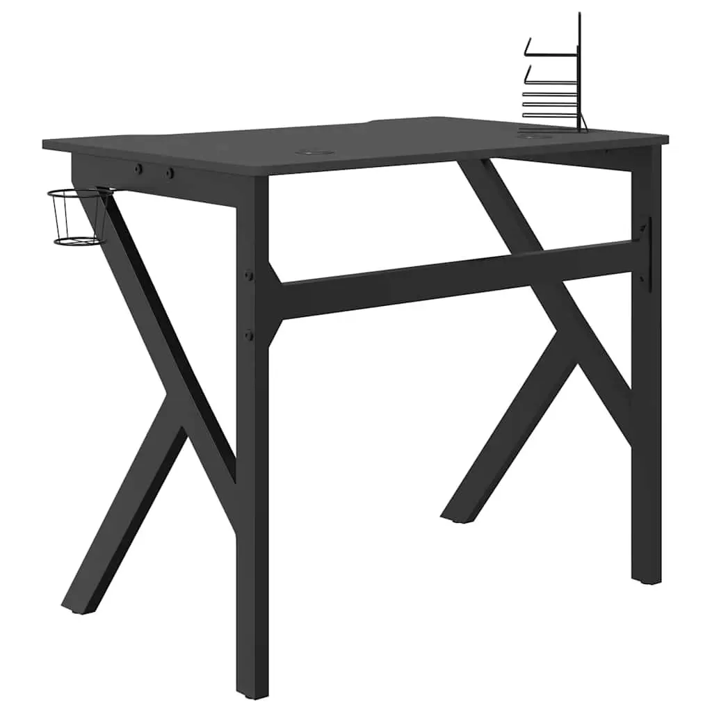 Gaming Desk Black K Shape Legs Computer Workstation Ergonomic Design Office