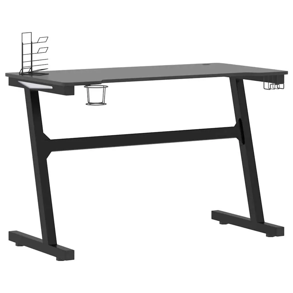 Z Shaped Gaming Desk Black 110x60x75cm LED RGB Workstation