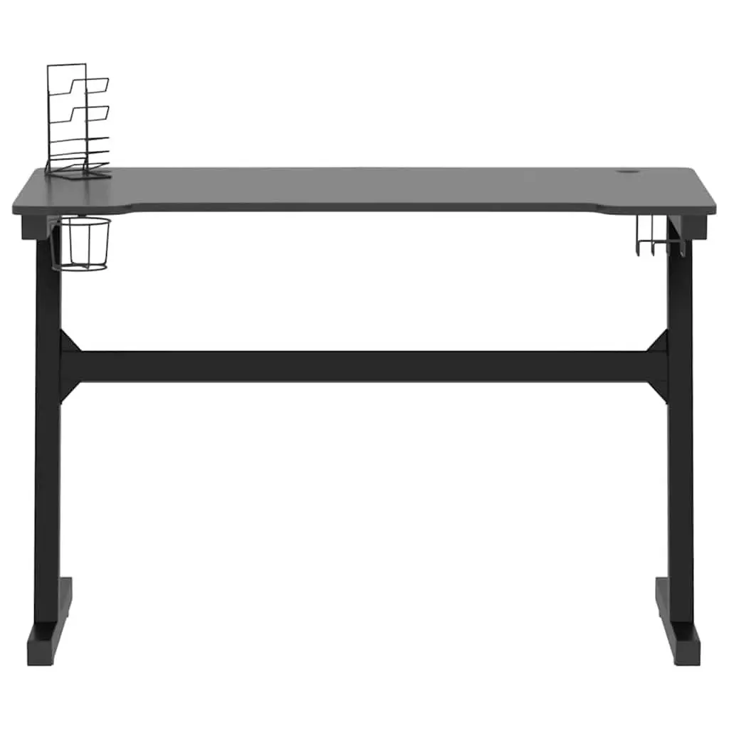 Z Shaped Gaming Desk Black 110x60x75cm LED RGB Workstation
