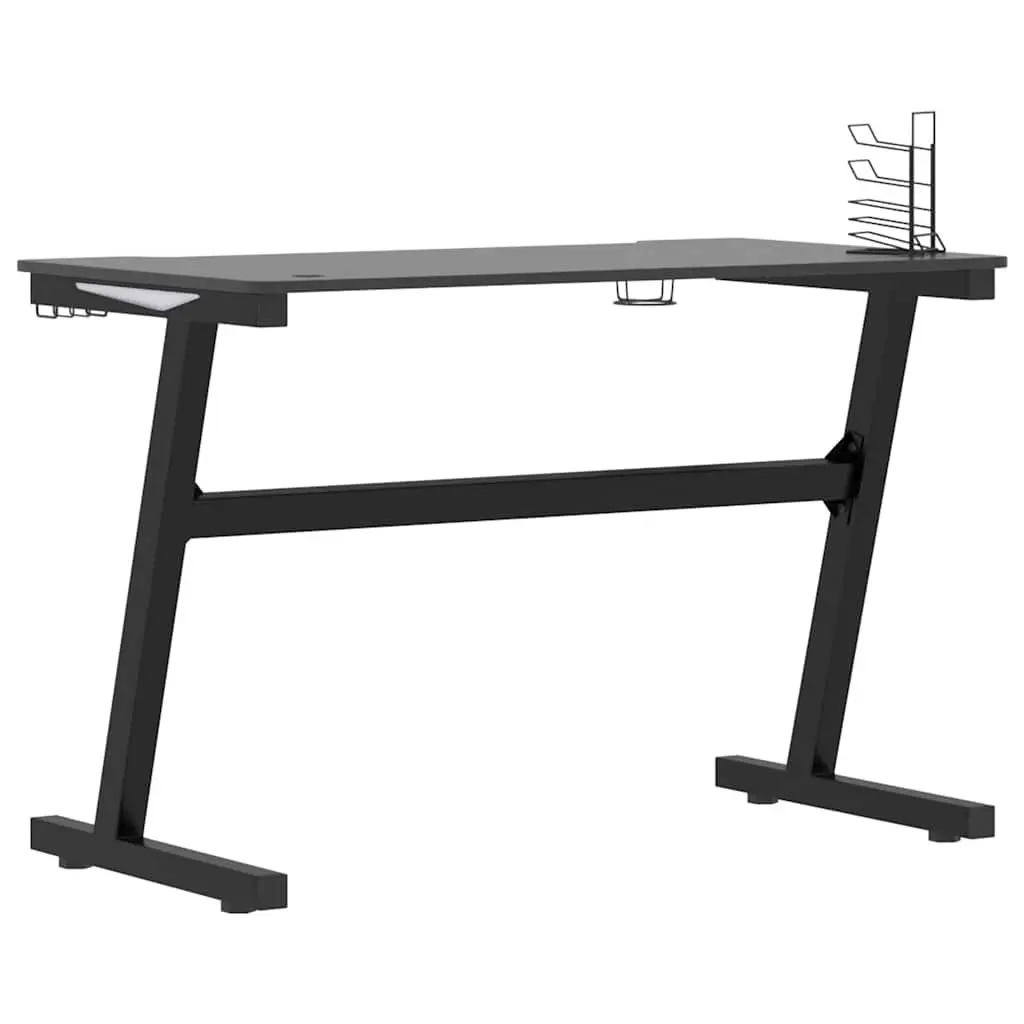 Z Shaped Gaming Desk Black 110x60x75cm LED RGB Workstation
