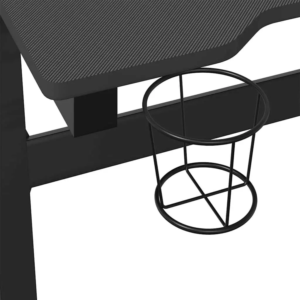 Z Shaped Gaming Desk Black 110x60x75cm LED RGB Workstation