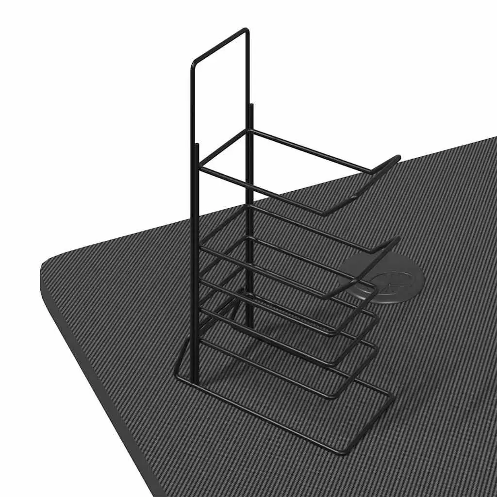 Z Shaped Gaming Desk Black 110x60x75cm LED RGB Workstation