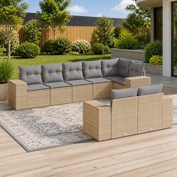 Warm and Inviting 8-Piece Garden Sofa Set in Beige