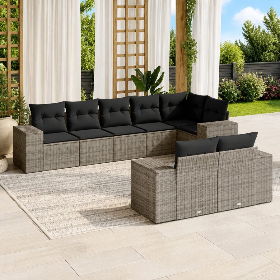 Comfort Meets Value in This 8 Piece Grey Rattan Sofa Set