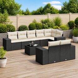 Comfortable 9-Piece Black Garden Sofa Set for Your Outdoors