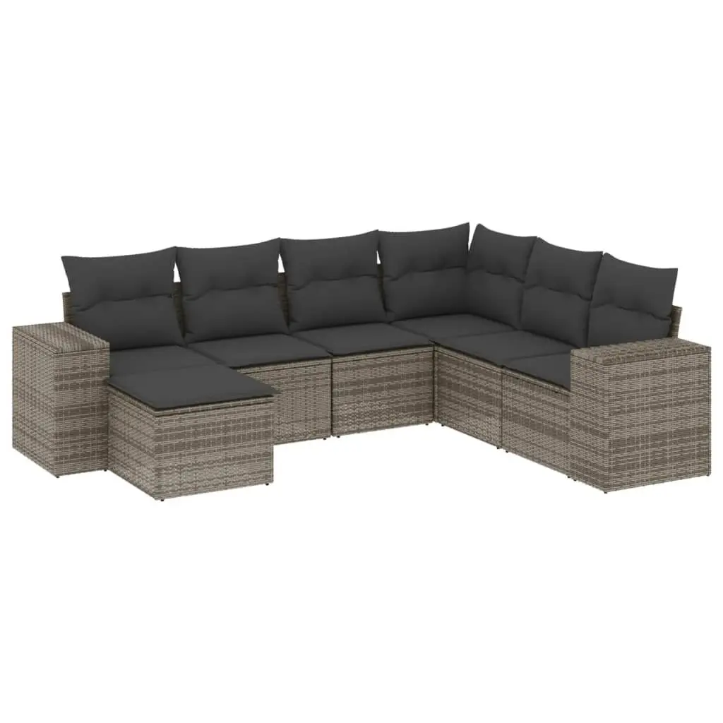 Garden Sofa Set 7 Piece Outdoor Furniture Patio Lounge with Cushions Grey