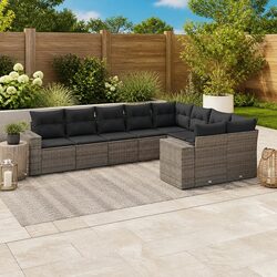 Comfortable 9-Piece Grey Garden Sofa Set with Storage
