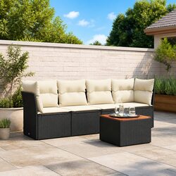 Comfortable 5 Piece Black Garden Sofa Set with Storage