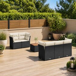 Comfortable 6 Piece Black Garden Sofa Set