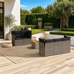 Comfortable 6-Piece Grey Garden Sofa Set with Storage