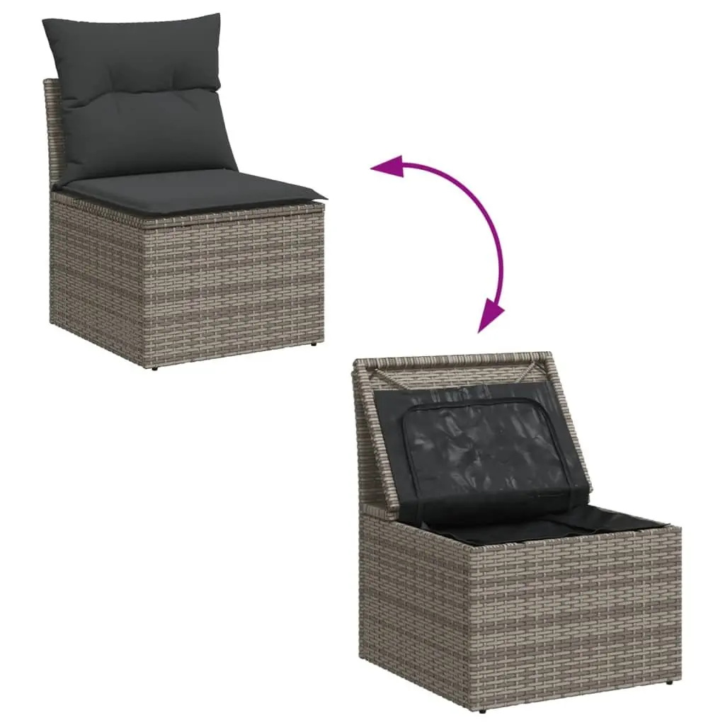 Grey 9-Piece Garden Sofa Set with Storage