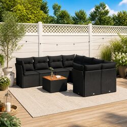Comfortable and Reliable 9 Piece Garden Sofa Set in Black