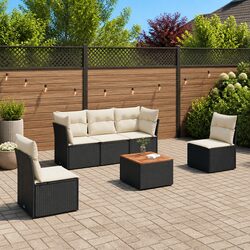 Value-Driven 6 Piece Black Garden Sofa Set