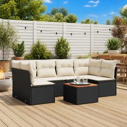 Versatile 7 Piece Black Rattan Sofa Set with Practical Features