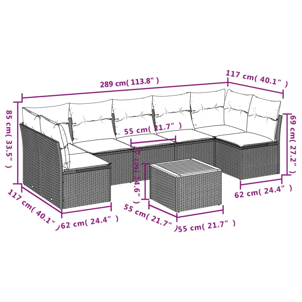 8 Piece Garden Sofa Set with Storage