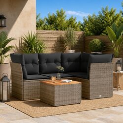 Comfortable 5 Piece Grey Outdoor Sofa Set
