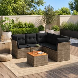 Comfortable and Value-Driven 6-Piece Grey Garden Sofa Set