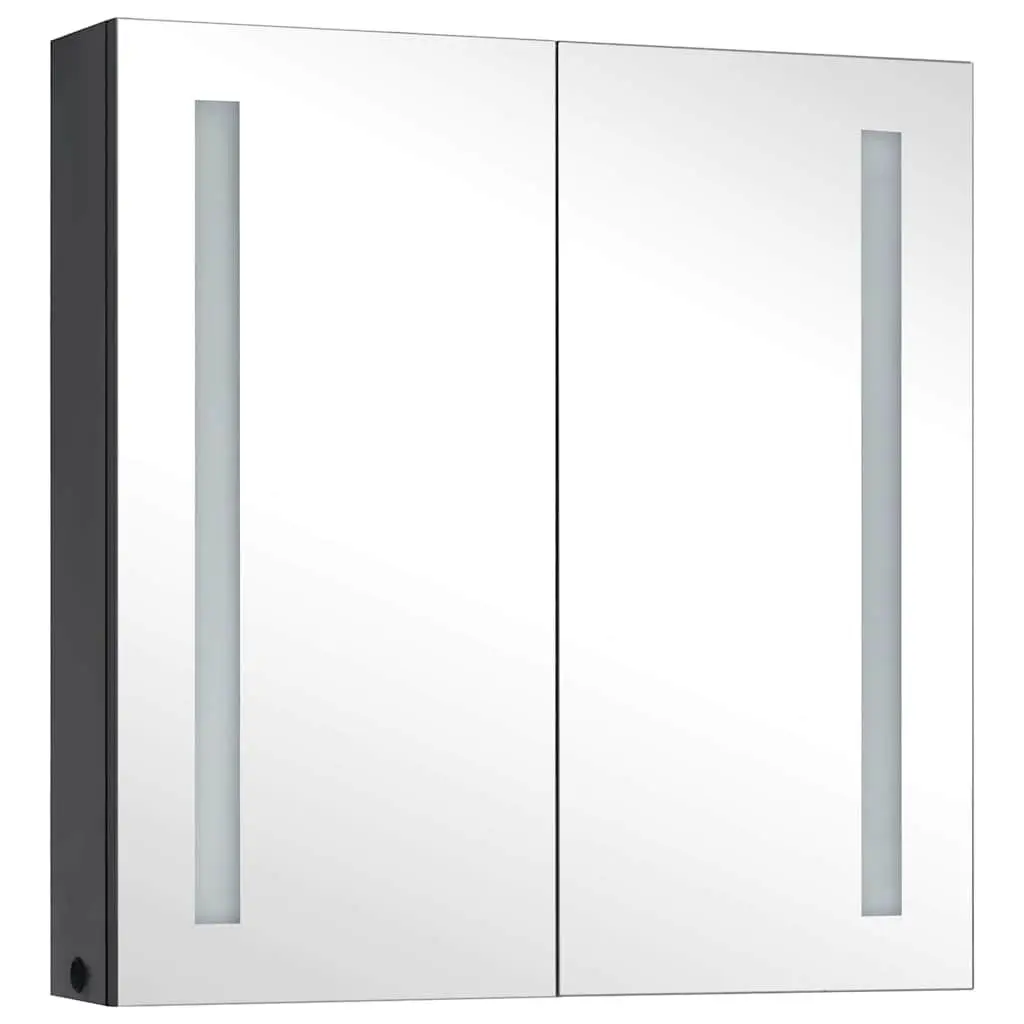 Bathroom Cabinet LED Mirror Storage Unit Anthracite 62x14x60cm