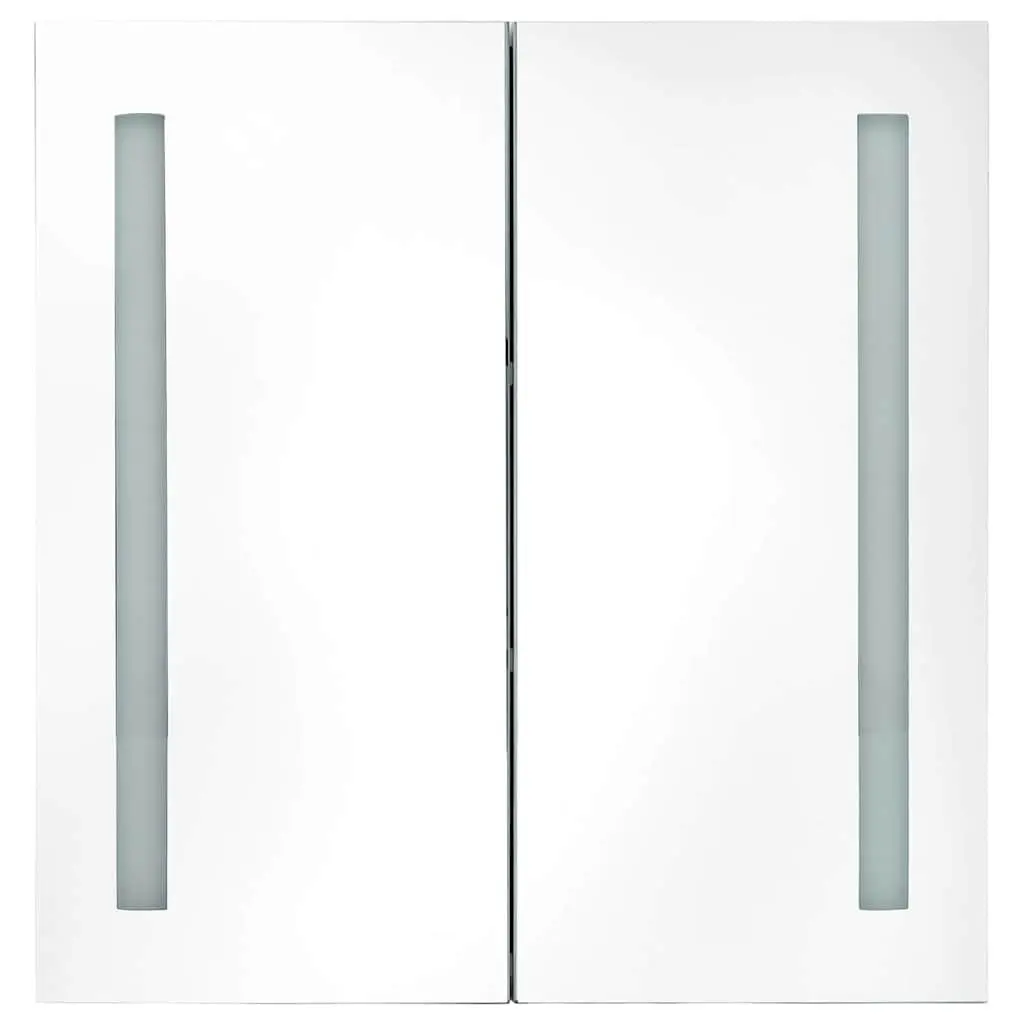 Bathroom Cabinet LED Mirror Storage Unit Anthracite 62x14x60cm