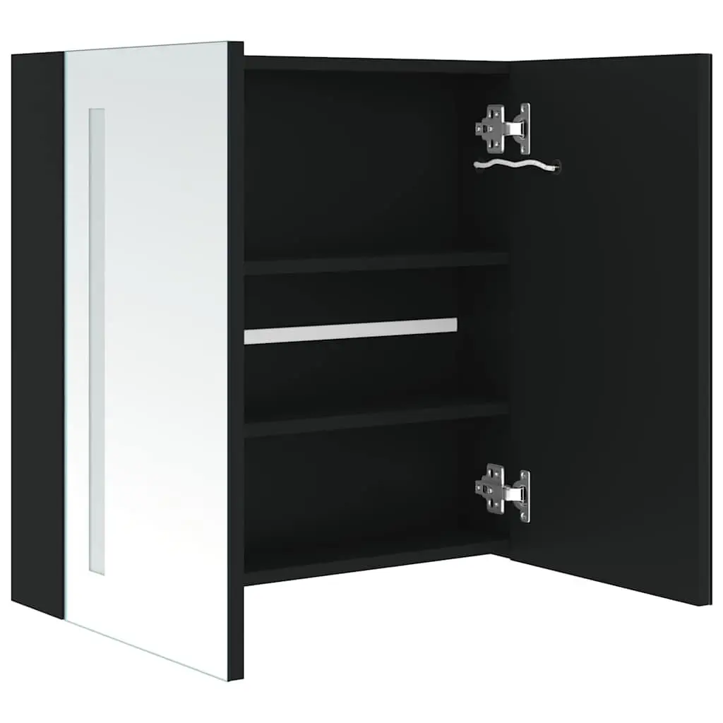 Bathroom Cabinet LED Mirror Storage Unit Anthracite 62x14x60cm