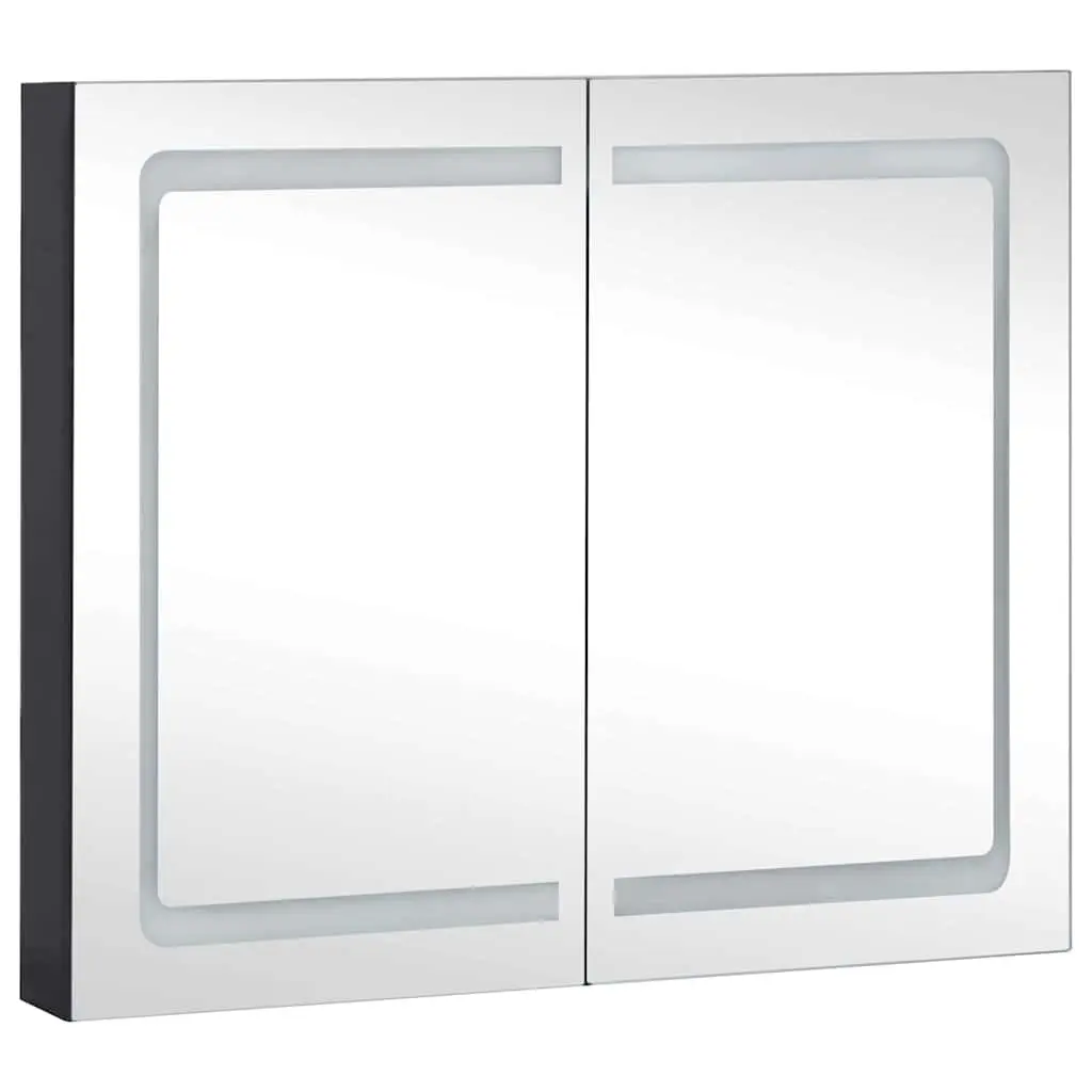 LED Bathroom Mirror Cabinet Anthracite Storage Unit 80x12.2x68cm