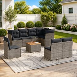 Warm Grey 9 Piece Garden Sofa Set for Outdoor Comfort