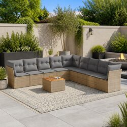 Comfortable 10-Piece Garden Sofa Set in Beige