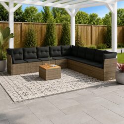 Reliable 10-Piece Grey Garden Sofa Set with Storage Options