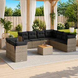 10-Piece Grey Outdoor Sofa Set with Storage Solutions