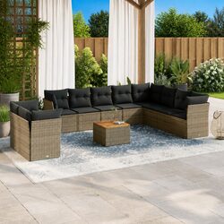 Comfortable 11 Piece Grey Outdoor Sofa Set