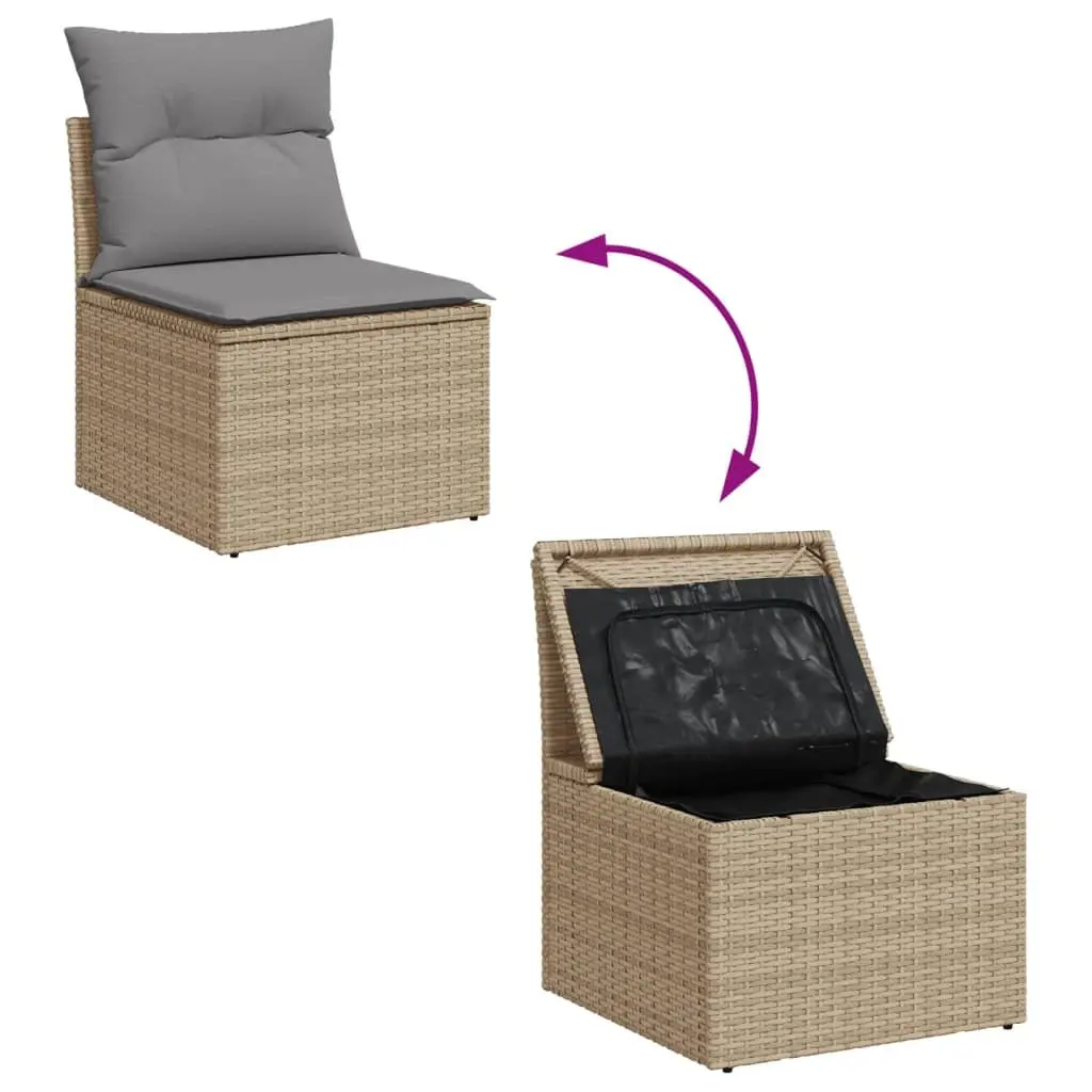 Garden Sofa Set 12 Piece Outdoor Furniture Modular Beige Poly Rattan Patio Lounge