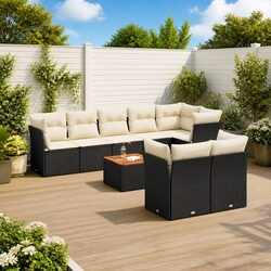 Comfortable and Practical 9-Piece Black Sofa Set