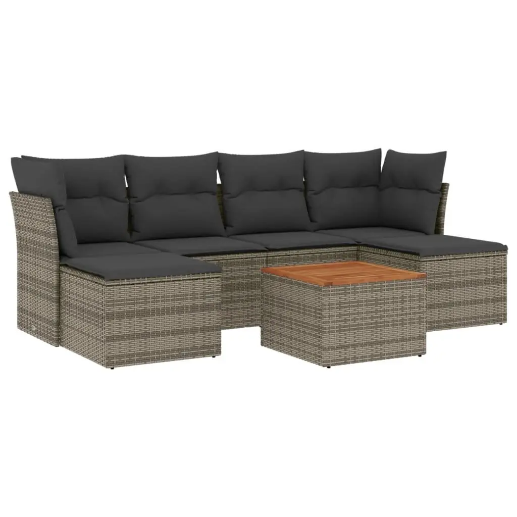 7 Piece Garden Sofa Set Grey Modular Outdoor Furniture Patio Lounge