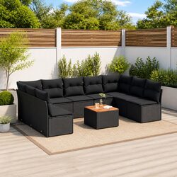 10-Piece Black Rattan Sofa Set: Quality and Practicality