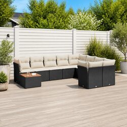 Comfortable 10 Piece Black Sofa Set for Your Outdoors