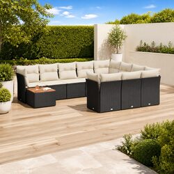 Reliable and Value-Driven 11-Piece Black Rattan Sofa Set