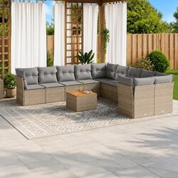 Comfortable 11-Piece Sofa Set in Beige – Value and Practicality