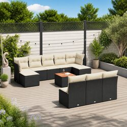 Value-Packed 11-Piece Garden Sofa Set in Black