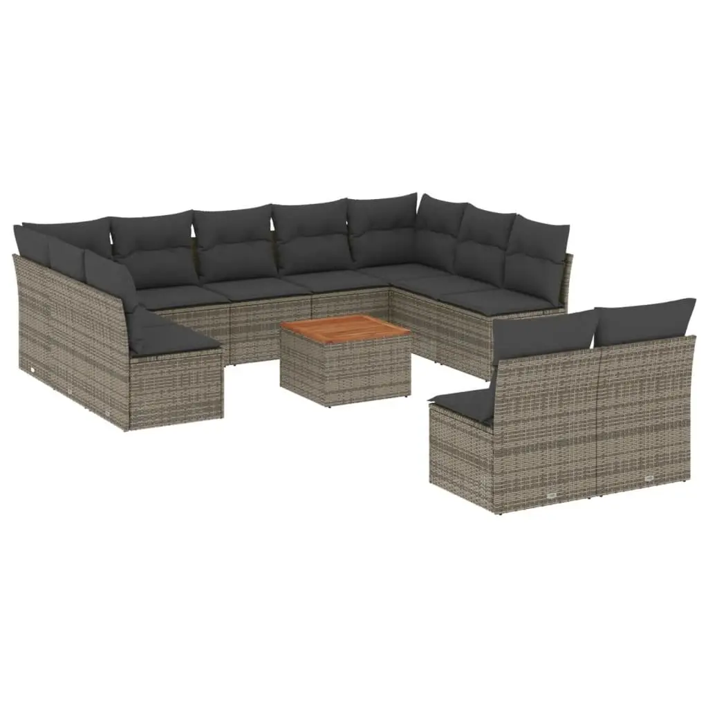 Garden Sofa Set 12 Piece Outdoor Furniture Grey Poly Rattan Patio Sectional