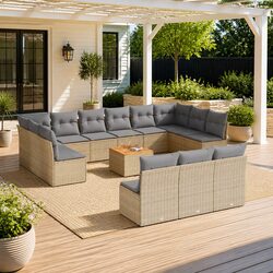 Comfortable 14-Piece Garden Sofa Set in Beige