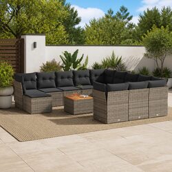 Comforting 13 Piece Grey Outdoor Sofa Set with Storage