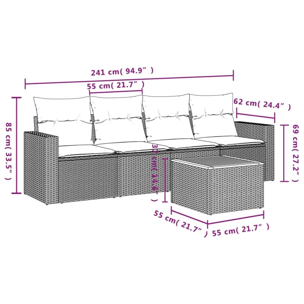 5-Piece Outdoor Garden Sofa Set