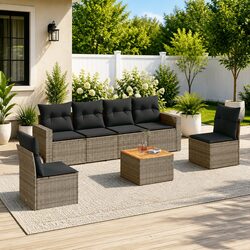Durable 7-Piece Outdoor Sofa Set in Grey