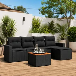 Reliable 6 Piece Black Garden Sofa Set for Comfort and Value