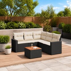 Warm & Inviting Black Rattan Garden Sofa Set - 6 Pieces