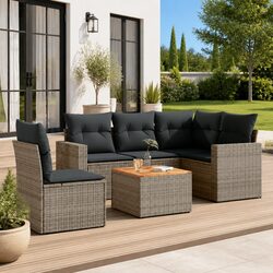 Value-Driven 6-Piece Grey Rattan Sofa Set for Relaxation